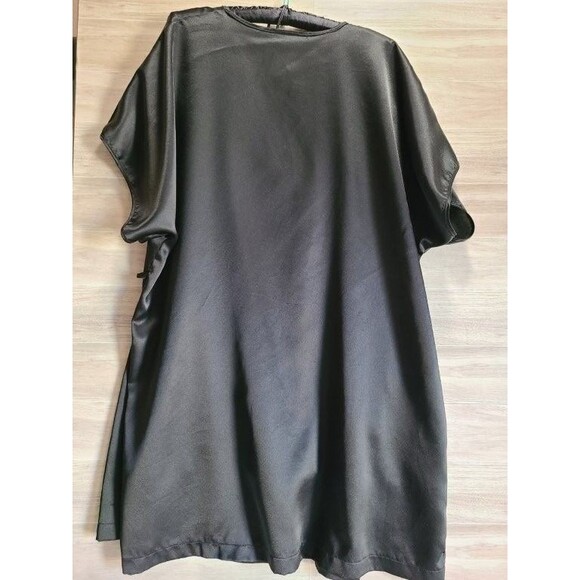 Intimate Moods Black Satin Robe & Gown Set Size M Keyhole Slip with Hanger - Picture 3 of 8